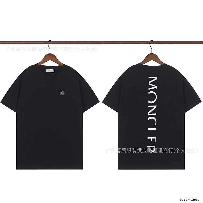 Moncler Letter Print Casual Style Black T-Shirt