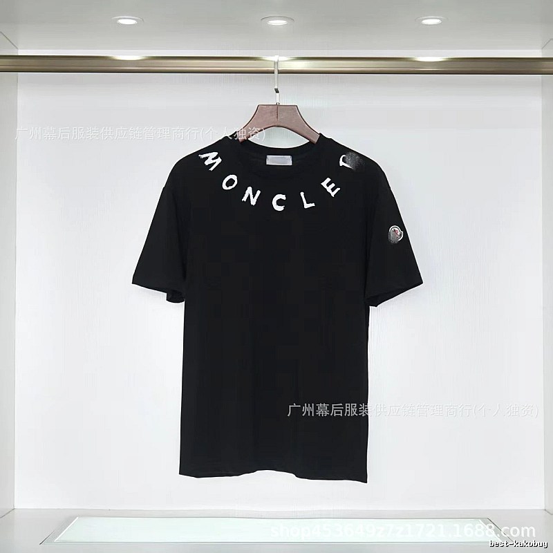 Moncler Letter Print Casual Style Black T-Shirt
