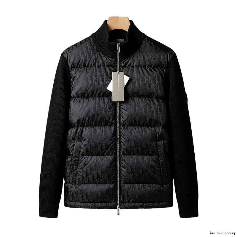 Moncler letter - printed black down jacket
