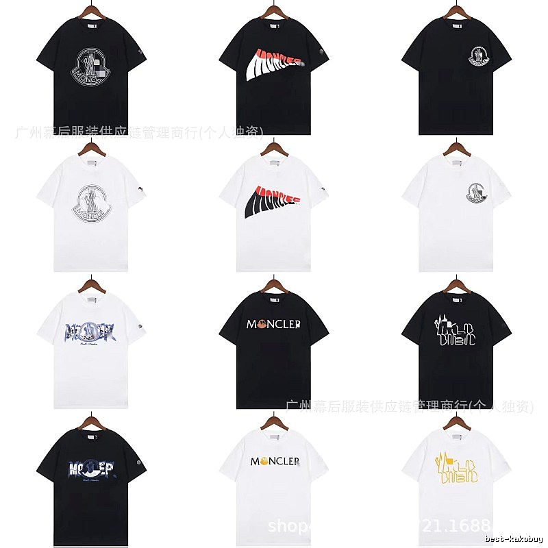 Moncler Logo Printed Trendy Black & White Short-Sleeve T-Shirt