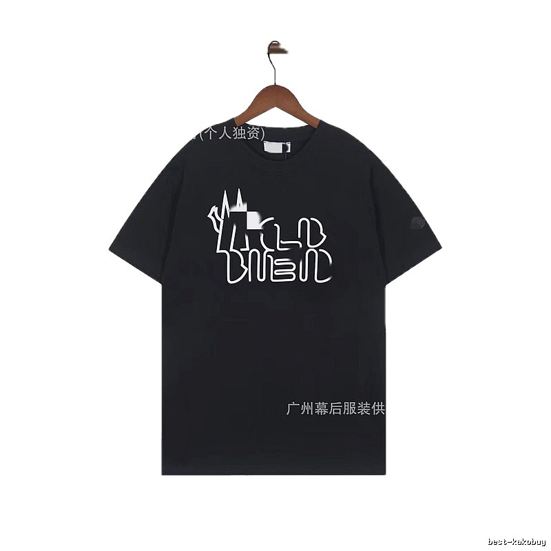 Moncler Neon Print Trendy & Cool Black T-Shirt