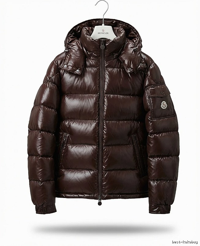 Moncler shiny short brown down jacket
