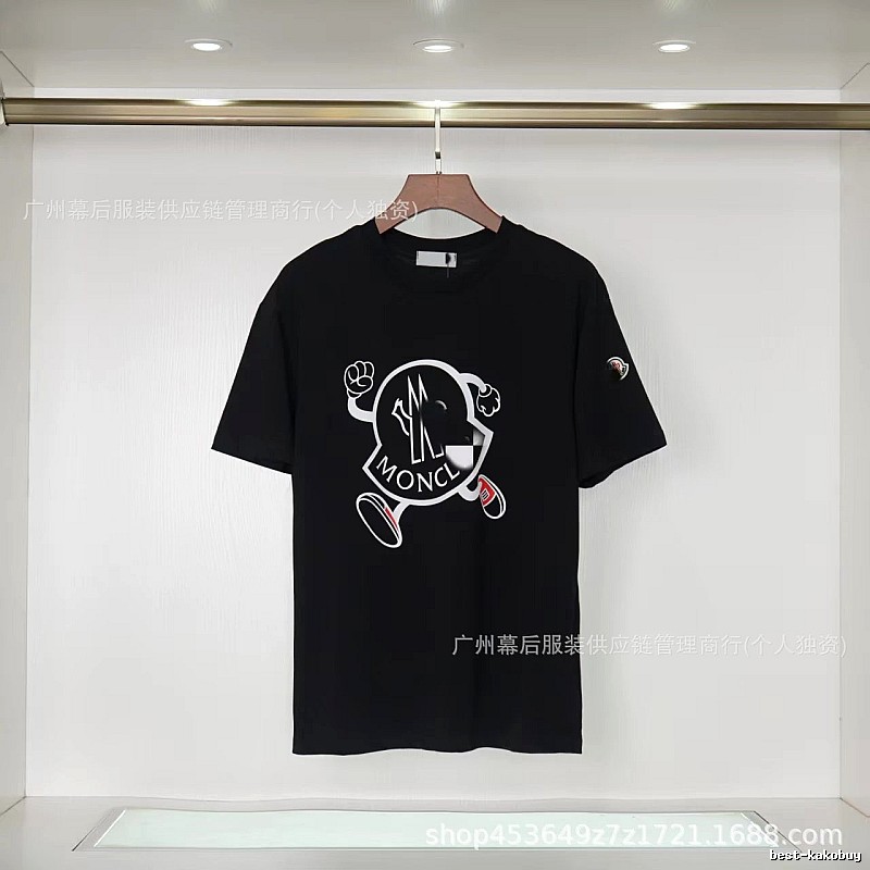 Moncler Trendy Black Cartoon Print Short-sleeved T-shirt