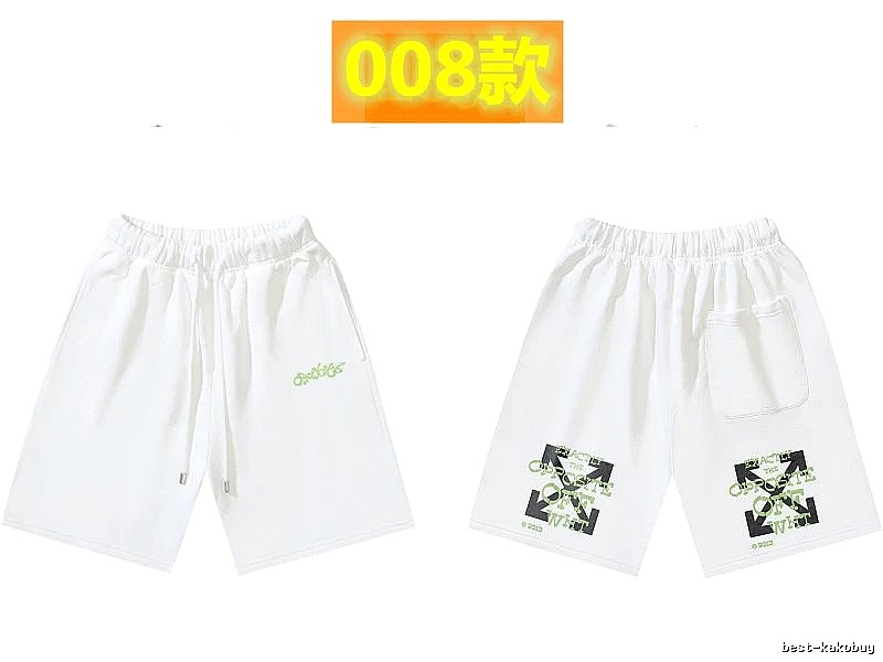 Off-White 008 style white trendy brand shorts