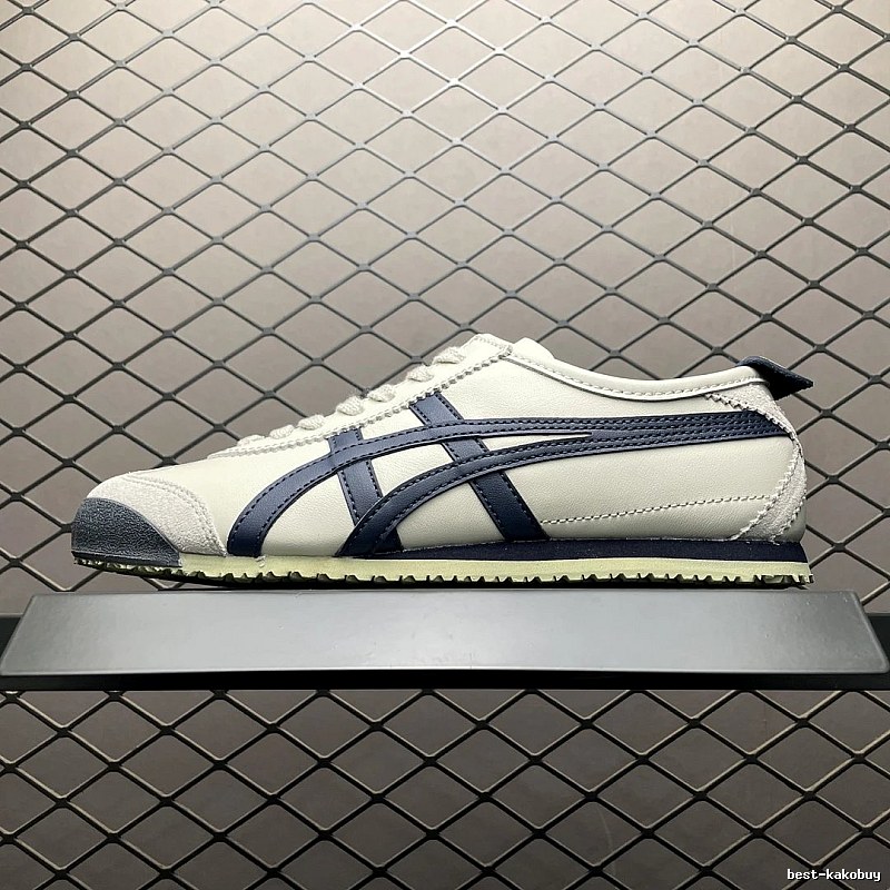 Onitsuka Tiger Low-Top Sneakers, White and Navy and Retro Court Shape