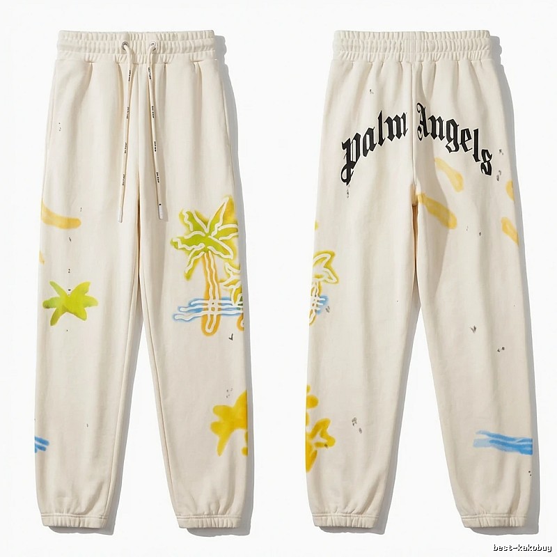 Palm Angels Graffiti Style White Sweatpants