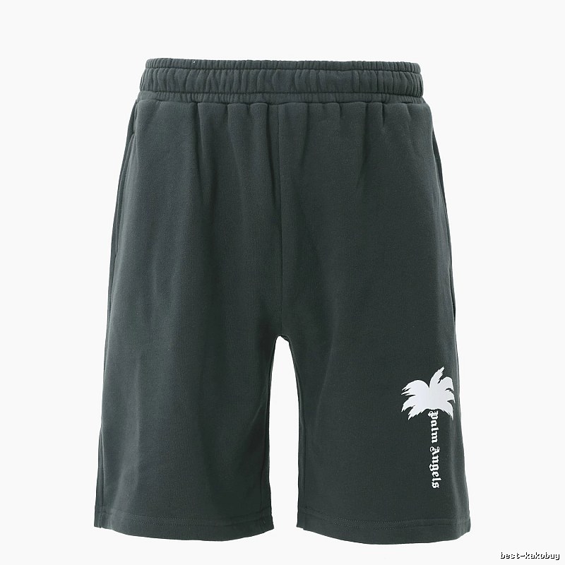 Palm Angels Palm Tree Style Dark Grey Shorts
