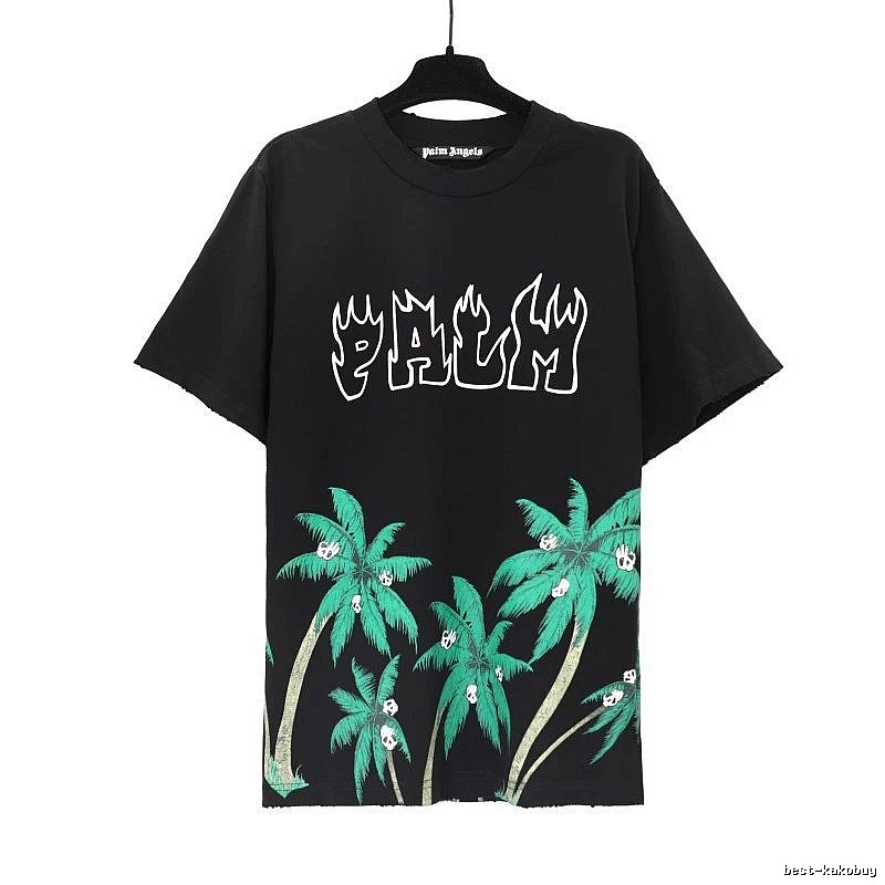 Palm Angels Premium Style Logo T-shirt White Palm Tree for Resort Outfits