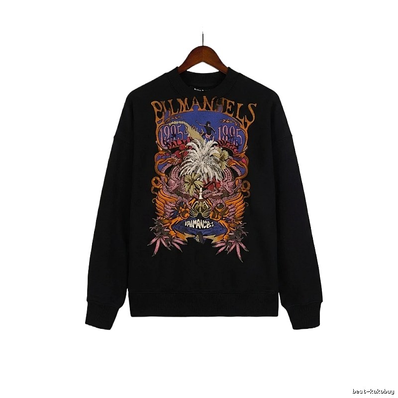 Palm Angels Printed Trendy and Cool Black Sweatshirt