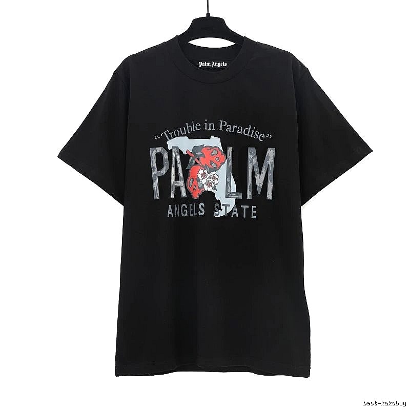 Palm Angels Travel Logo T-shirt White Palm Tree with Modern Look