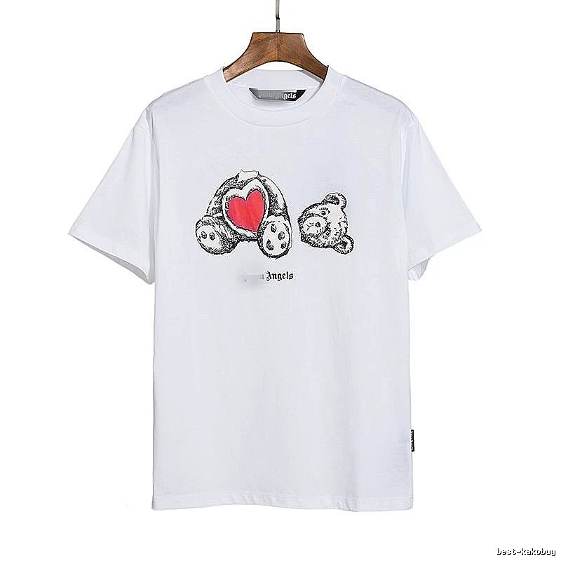 Palm Angels Urban Bear graphic T-shirt White Colorful Bear with Statement Pattern