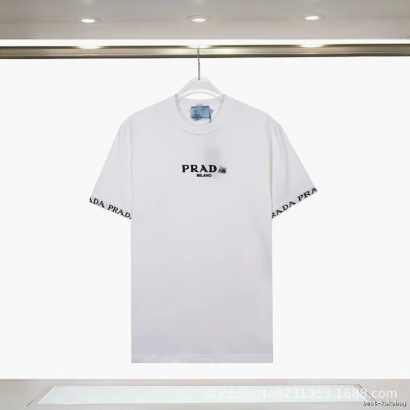 Prada Classic Webbing Minimalist Style White T-Shirt