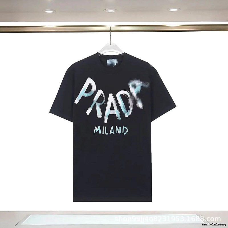 Prada Graffiti Collection Trendy Style Black Short-sleeve T-shirt