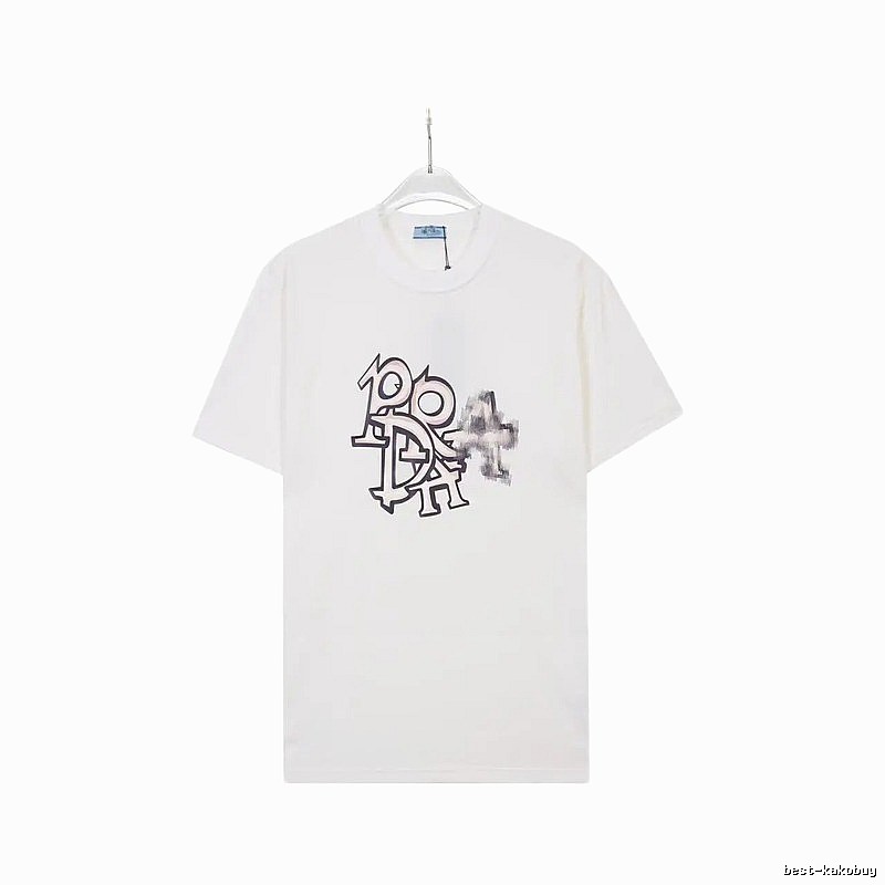 Prada Overlapping Print Street Style White Short Sleeve T-Shirt
