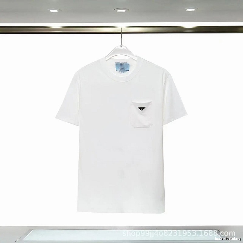Prada Triangle Logo Minimalist Style White Short-sleeve T-shirt