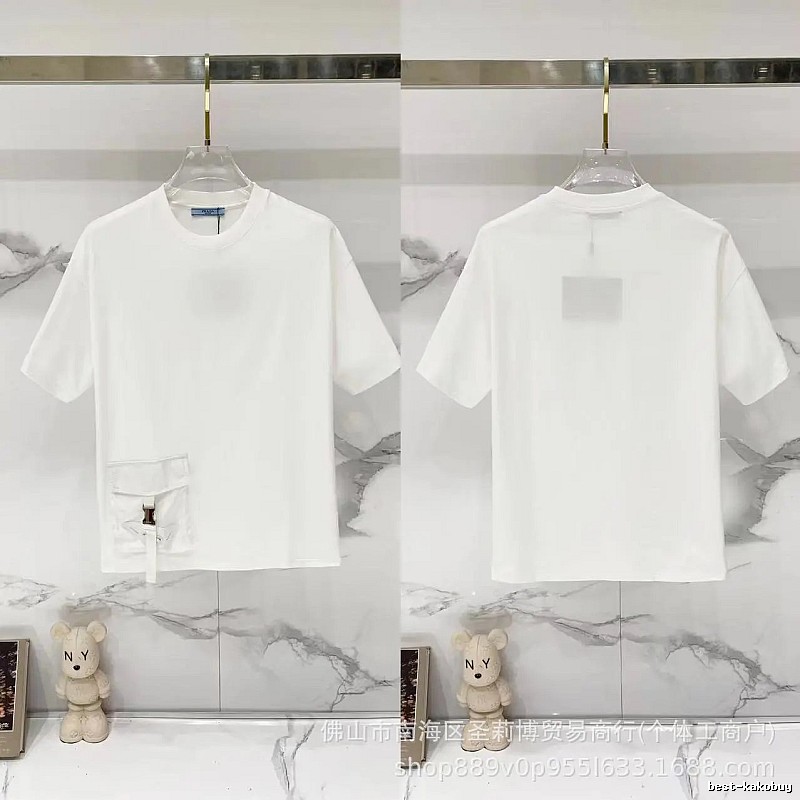 Prada Triangle Logo Minimalist Style White Short-sleeve T-shirt