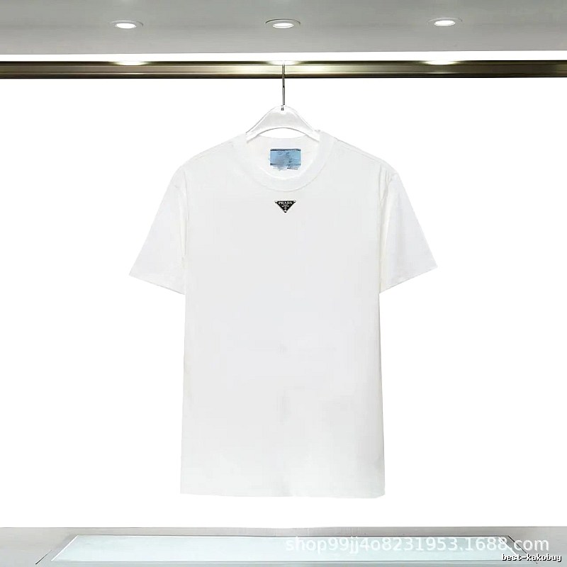 Prada Triangle Logo Minimalist Style White T-Shirt