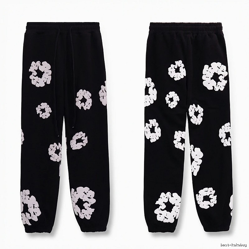 Printed casual black pants with DENIM TEARS style