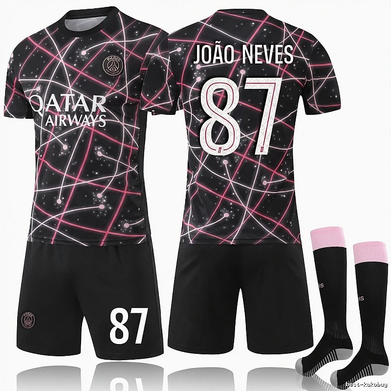 PSG No. 87 black-pink jersey