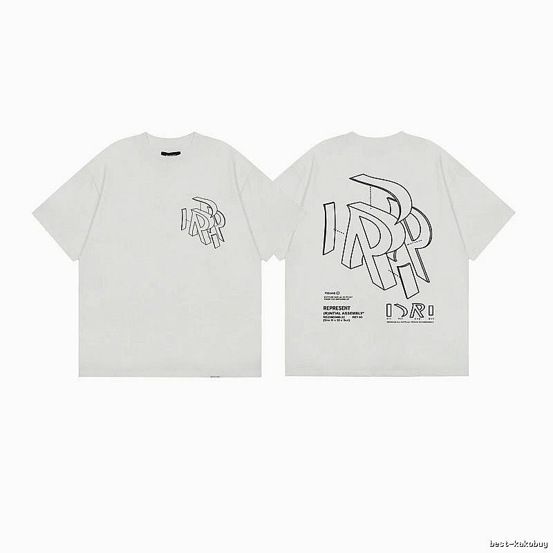 Represent Geometric Print Street-style Off-white T-shirt