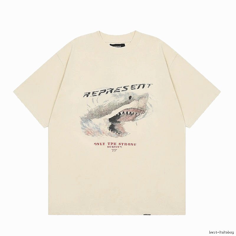 Represent Shark Print Vintage Beige T-Shirt