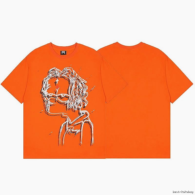 Revenge Orange Skull Graphic T-Shirt Color Pop