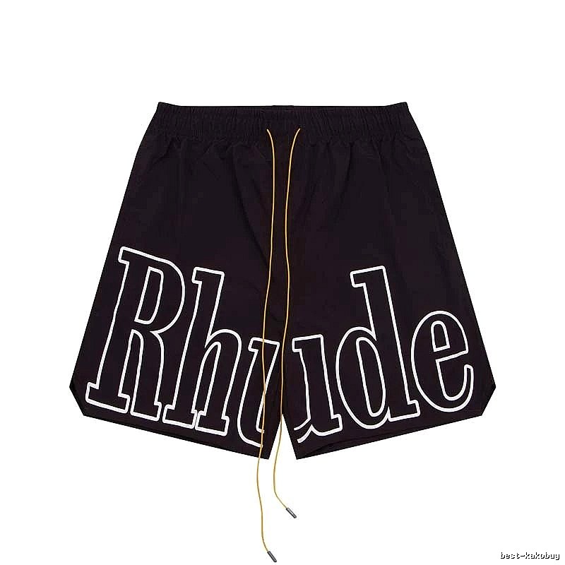 RHUDE letter-style black shorts