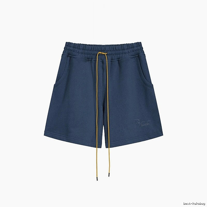 RHUDE minimalist style navy blue shorts