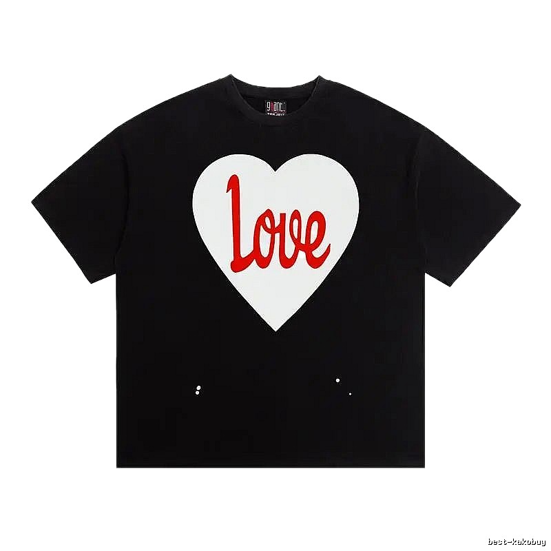 SAINT Heart Print Street Style Black T-Shirt