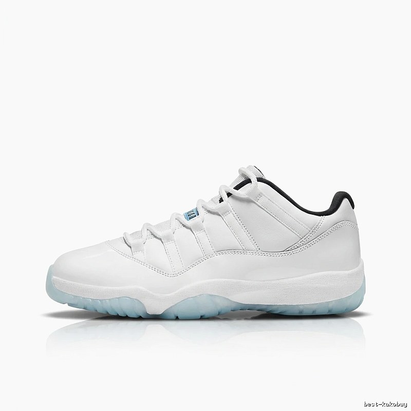 Simple white trendy shoes of Jordan 11 generation.