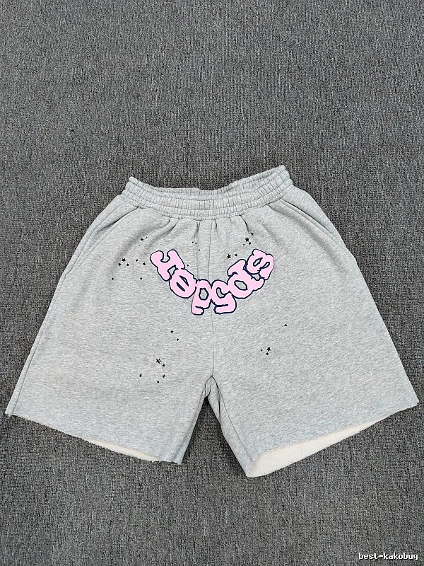 Sp5der Printed Street Style Grey Shorts