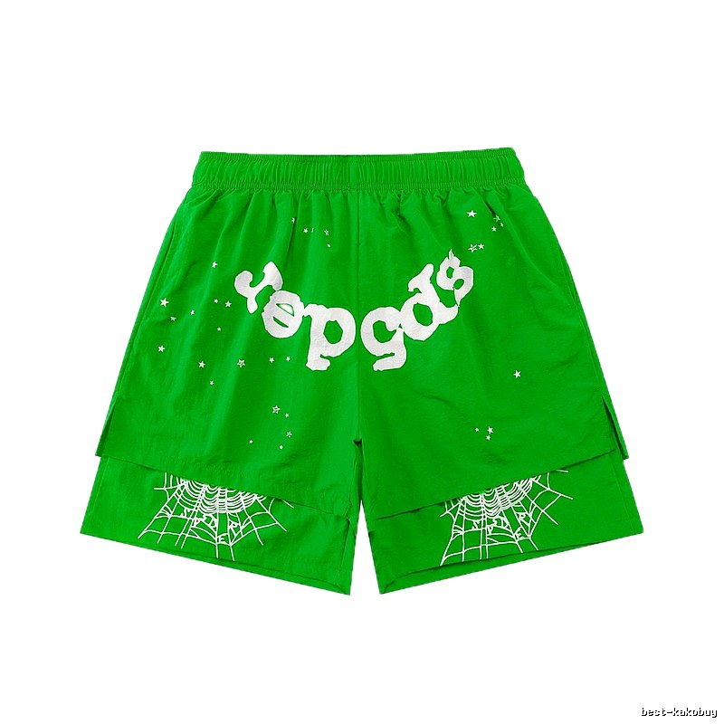 Sp5der Starburst Trendy Cool Green Shorts