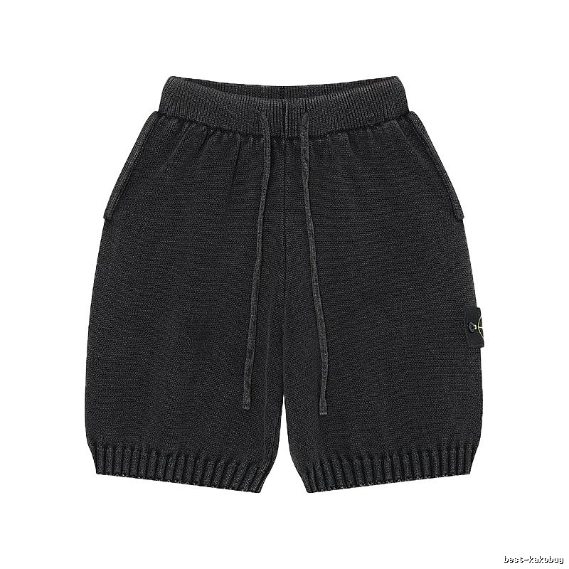 Stone Island Classic Street Style Carbon Black Knit Shorts