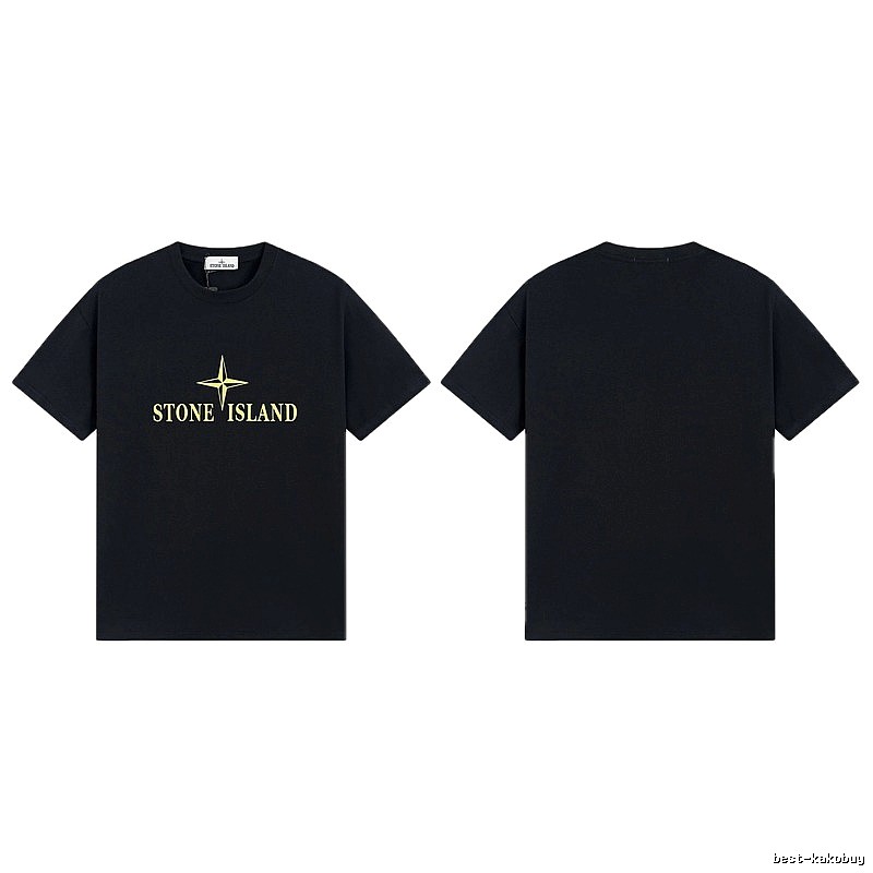 Stone Island Compass Print Street Style Black T-Shirt
