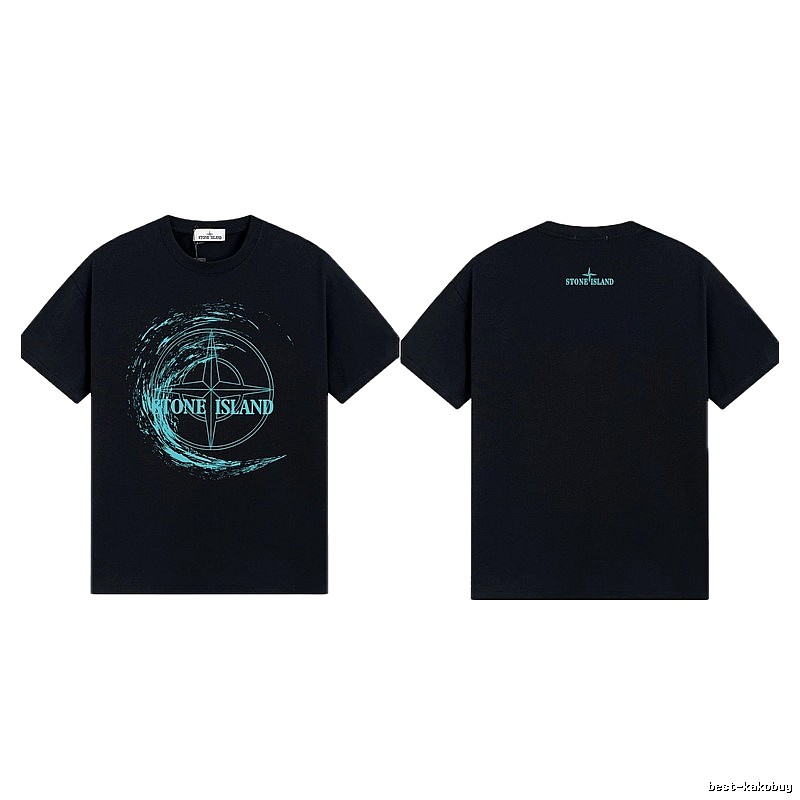 Stone Island Compass Print Street Style Black T-Shirt