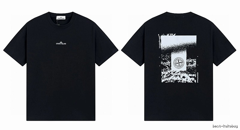 Stone Island Printed Functional Style Black Short Sleeve T-Shirt