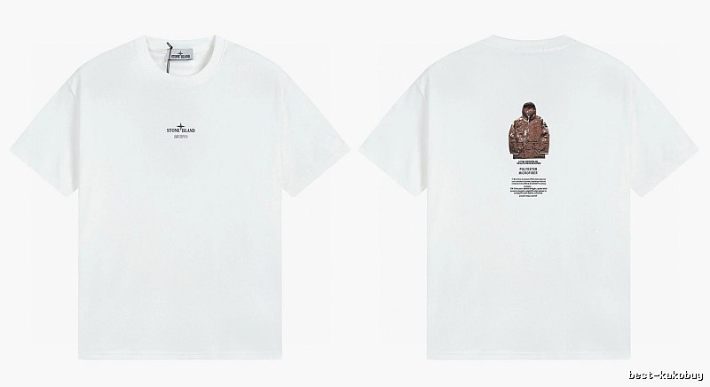 Stone Island Printed Functional Style White Short Sleeve T-shirt