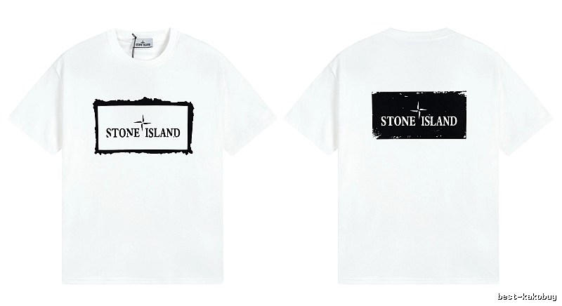 Stone Island Printed Street Style White Short Sleeve T-Shirt
