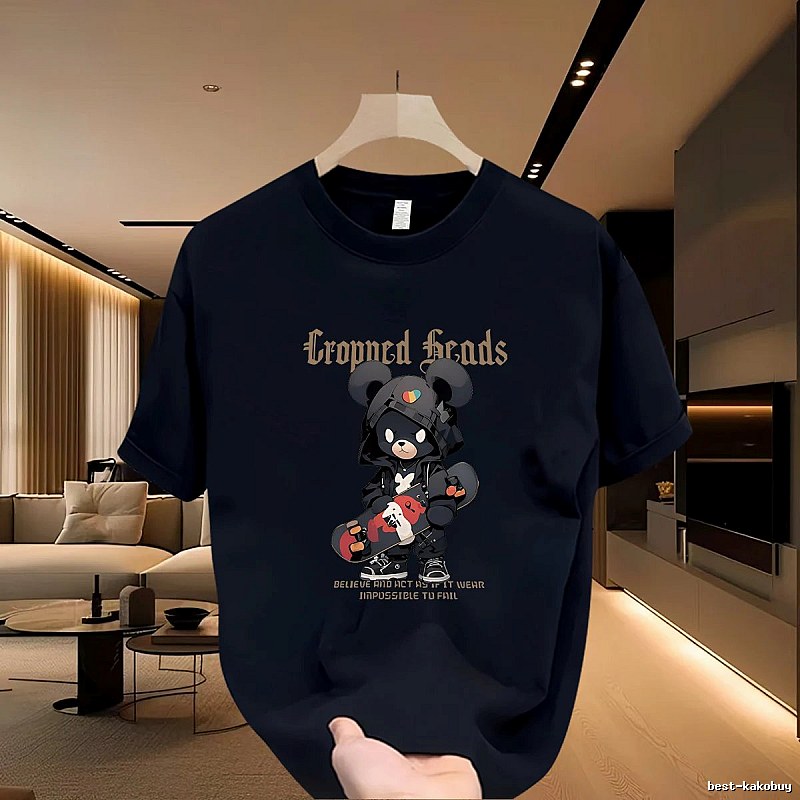 Streetwear Brand Bearbrick Skateboarding Street Style Navy Blue T-Shirt