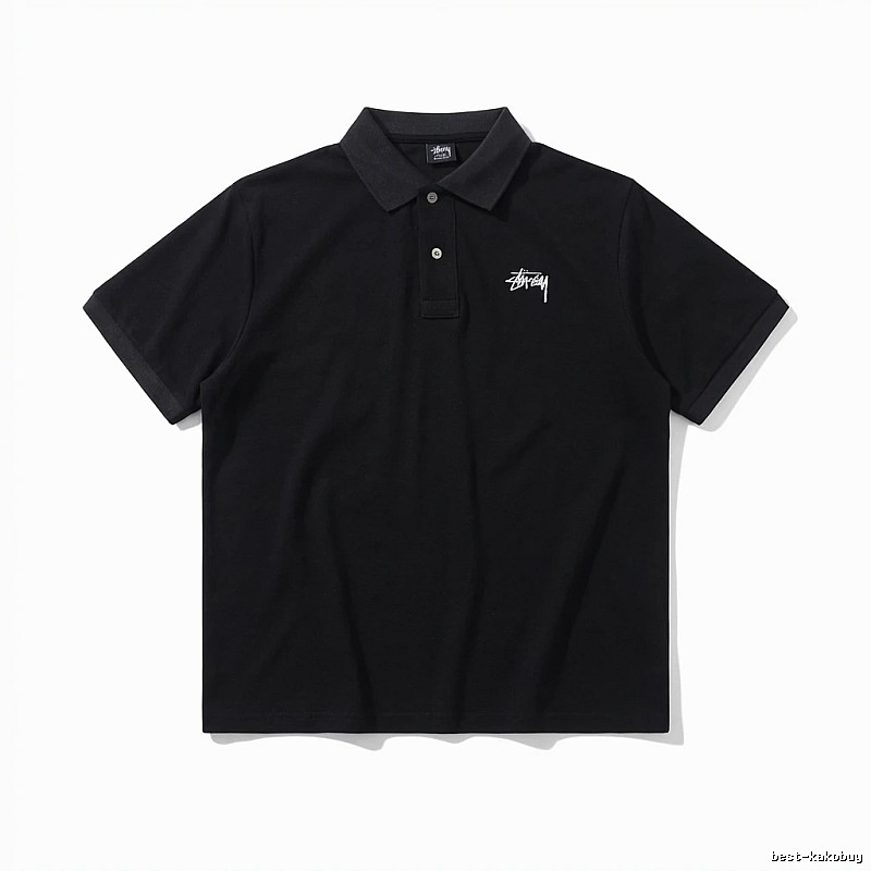 Stussy basic simple style black Polo shirt