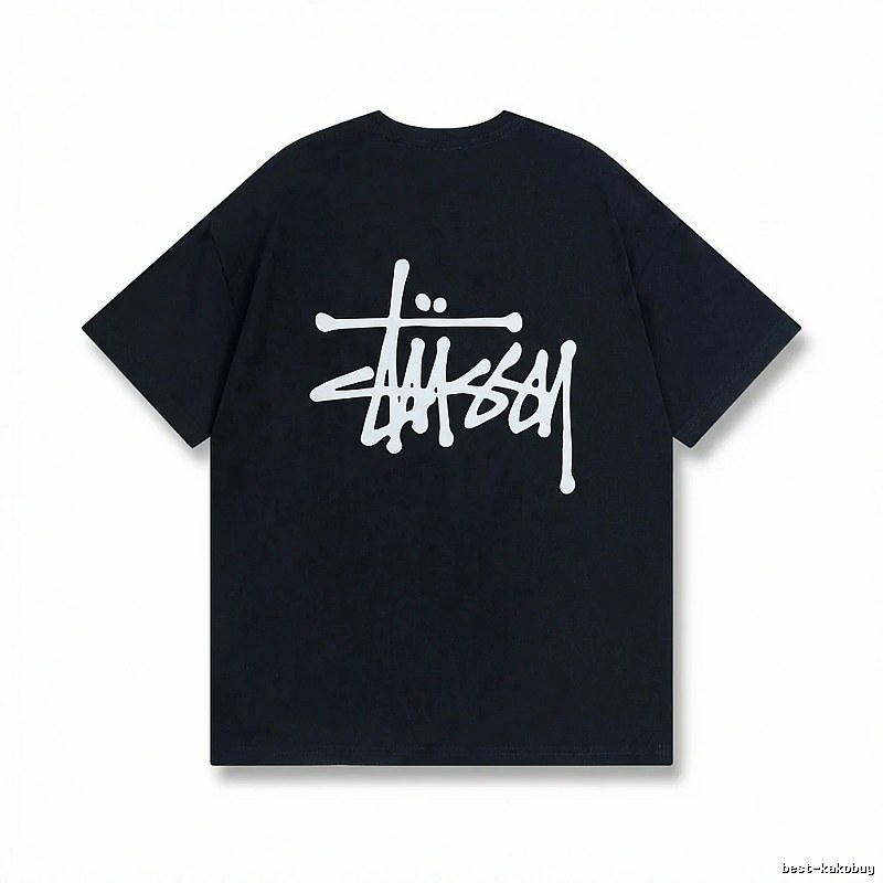 Stussy basic street style black T-shirt