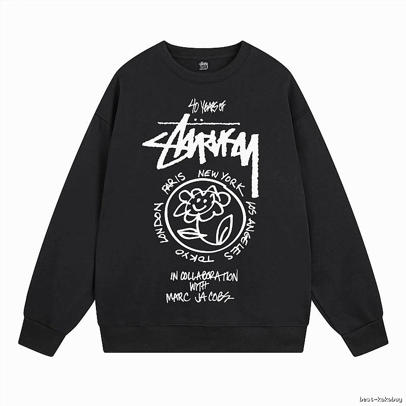 Stussy Black Style 539 Graphic SweatShirt Campus Look