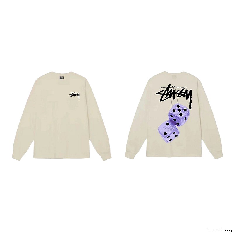 Stussy Dice Print Off-white Long-sleeve Shirt