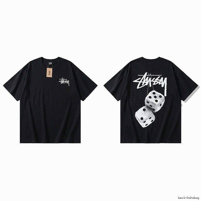Stussy Dice Trendy and Cool Style Black T-shirt