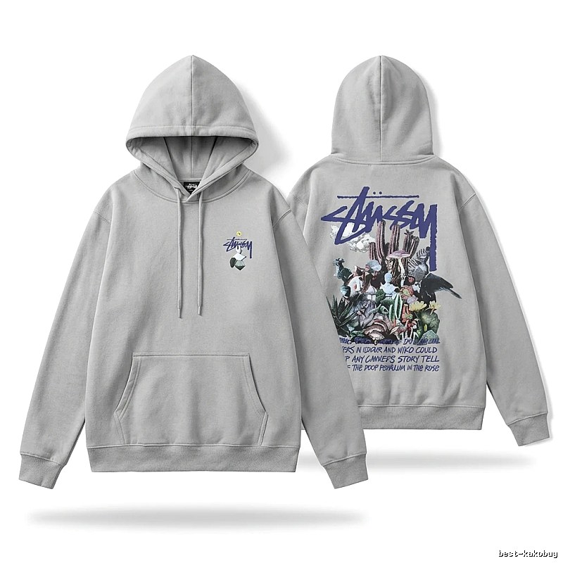 Stussy - printed trendy gray hoodie