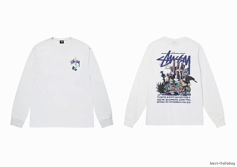 Stussy printed trendy white long-sleeve