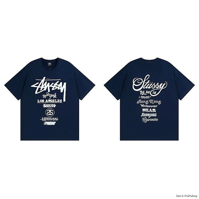 Stussy Simple Logo Finish Spider Graphic T-Shirt Minimal Look