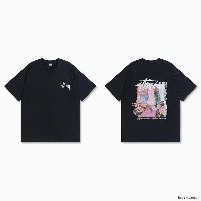 Stussy trendy style black T-shirt