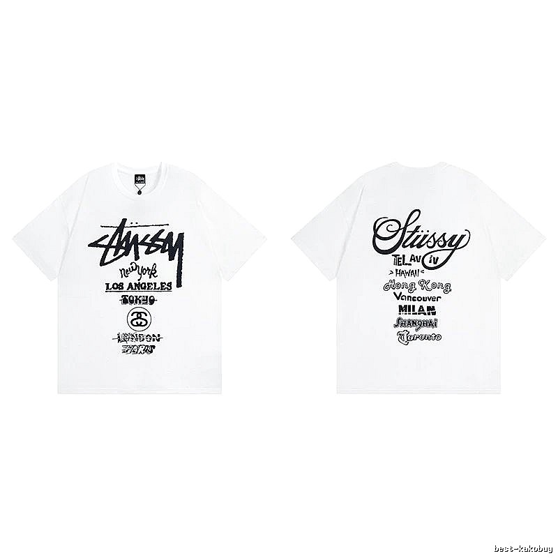 Stussy White Spider Graphic T-Shirt Travel Pack Logo
