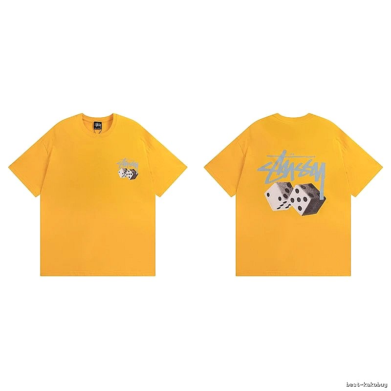 Stussy Yellow Spider Graphic T-Shirt Summer Styling Logo